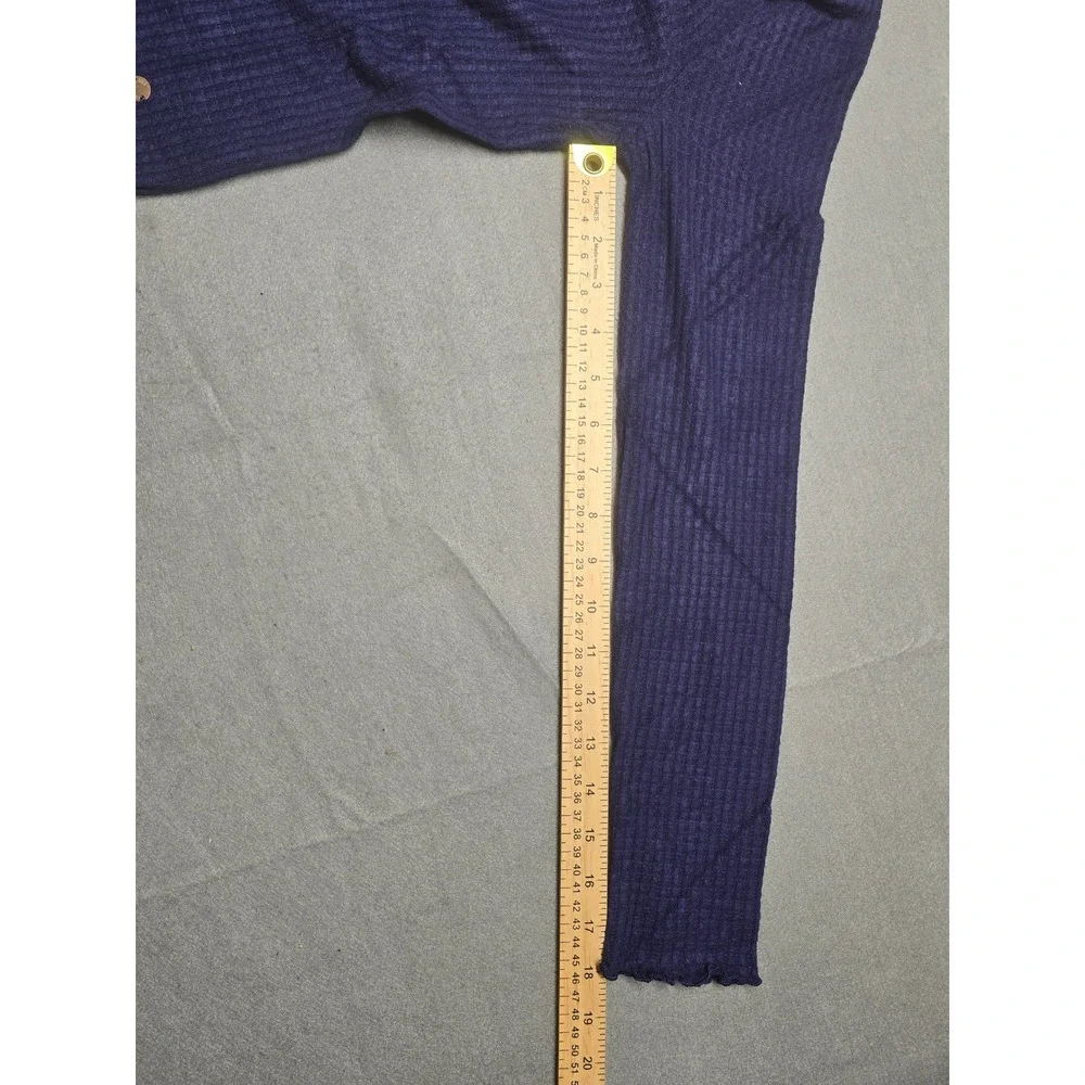 Justice Perfect Tee Girls Size 14 Navy Blue Ribbed Long Sleeve Lettuce Trim NEW